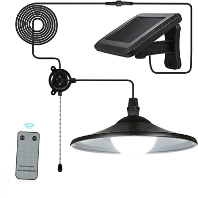 Afbeelding van Lixada hangende lamp op zonne energie, 3 W, met afstandsbediening, lamp, 4 leds, 50 lm (HF afstandsbediening en trekkoordschakelaar)