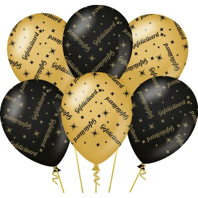 Afbeelding van Ballonnen Gefeliciteerd Classy 30cm 6 stuks