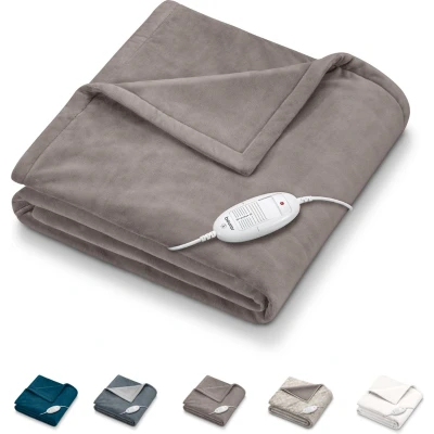Afbeelding van Beurer HD 75 Warmtedeken Test: zeer goed 180 x 130 cm 6 Warmtestanden Luxe elektrische bovendeken Automatische uitschakeling Fleece Machinewasbaar 3 Jaar garantie Taupe