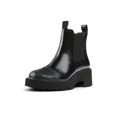 Afbeelding van Camper Milah Enkellaarsjes met plateauzool, Dames, Maat: 37, Black Leer/ synthetisch
