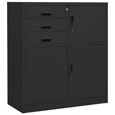 Afbeelding van vidaXL Kantoorkast 90x40x102 cm staal antracietkleurig, kabinet, opbergkabinet, archiefkast, kabinetten, opbergkabinetten, archiefkasten