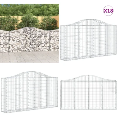 Afbeelding van vidaXL Schanskorven 18 st gewelfd 200x30x100/120 cm ijzer