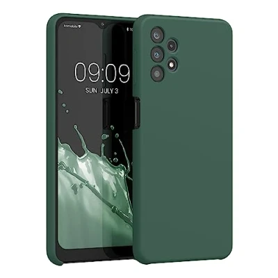 Afbeelding van kwmobile telefoonhoesje geschikt voor Samsung Galaxy A32 5G Hoesje met siliconen coating Smartphone case in dennengroen