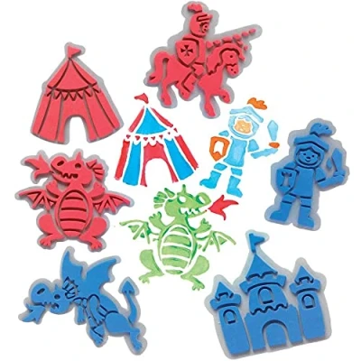 Afbeelding van Baker Ross FE280 Ridder Foam Stempels pak van 10, Stempelset voor Kinderen, Ideaal Kinder Knutselprojecten