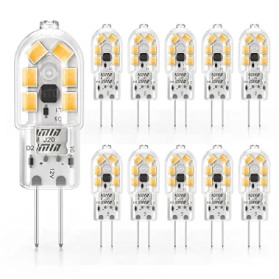 Afbeelding van Cxyemt Ledlampen, G4, 2 W, komt overeen met 20 W halogeenlicht, warm wit licht, 3000 K, AC/DC 12 V, energiebesparende lamp, niet dimbaar, flikkervrij, 10 stuks