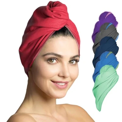 Afbeelding van haarhanddoek microvezel absorberend en sneldrogend Speciale tulband handdoek (Koraal)