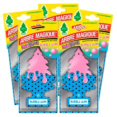Afbeelding van Arbre Magique Mono, luchtverfrisser voor auto, geur bubbelgum, zoet en grappig, levensduur tot 7 weken, gemaakt in Italië, 5 stuks