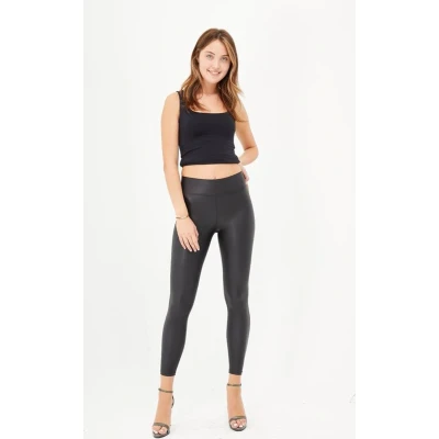 Afbeelding van Leren look legging Zwarte Maat S/M Fashion Afslankend Stretchy