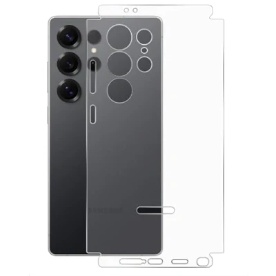 Afbeelding van GIOPUEY 2 stuks rugbeschermers, compatibel met Samsung Galaxy S25 Ultra, Ultra rugbeschermfolie, zachte TPU, dun, textuurmaat, beschermende rand doorschijnend