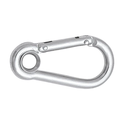 Afbeelding van Karabijnhaak met oog en borgbrug, 50 120mm, RVS Lengte Buitenzijde 70mm
