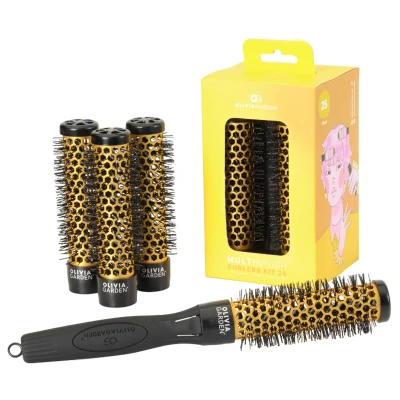 Afbeelding van Olivia Garden Multibrush Curlers Kit Maat 25 4 vaten van dezelfde grootte en 1 handvat Leave In Barrels perfect voor krullen volume