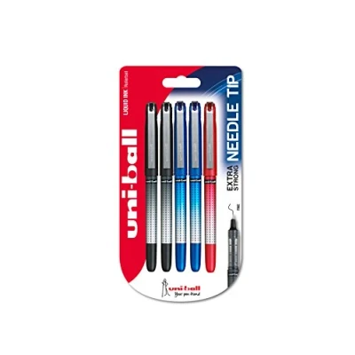 Afbeelding van Uni ball 153544599 UB 185Sye Naald balpen, anti vervalsing inkt, 0,5 mm naaldpunt, 5 stuks zwart/rood/blauw