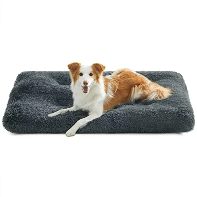 Afbeelding van Feandrea hondenbed, hondenkussen, pluizige hondenmat, lang pluche, 110 x 73 cm, zachte vulling, wasbaar, multifunctioneel, donkergrijs PGW203G02