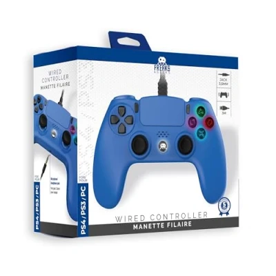 Afbeelding van Freaks and Geeks Blauwe Bedrade Controller voor PS4 met 3M Kabel LED Jack 3.5mm