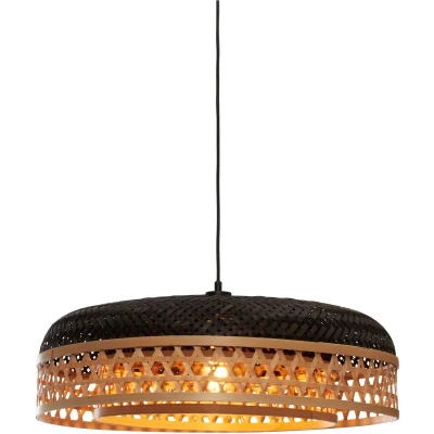 Afbeelding van Good&amp;Mojo Hanglamp Ubud Bamboe Dubbele Kap Naturel Zwart 60x60x18cm