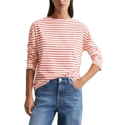 Afbeelding van Marc O&#039;Polo Denim dames Longsleeve met streepprint in de kleur Rood, maat: XS
