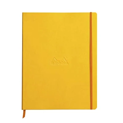 Afbeelding van Rhodia Rhodiarama 117716C Notitieboek (met zacht deksel in DIN A4+, 220 x 297 mm, 80 vellen, microgeperforeerd, gelinieerd, met elastiek, bladwijzers, rekbare binnenzak) 1 stuk, geel
