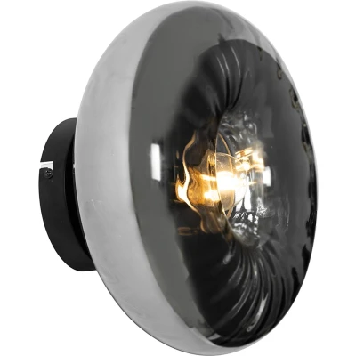 Afbeelding van QAZQA Art Deco wandlamp zwart met smoke glas Ayesha