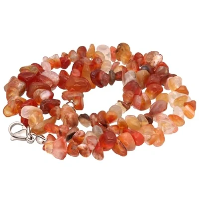 Afbeelding van Lebensquelle Plus Carneol splinterketting, 45 cm lang, hoogwaardige edelsteenketting met sluiting, Roestvrij staal