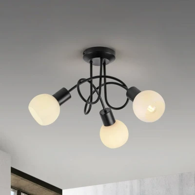 Afbeelding van Just Light Zwarte plafondlamp Loki 3 lichts krul 12153 18