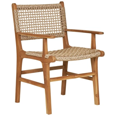 Afbeelding van House Nordic Derby Teak / Rattan Eetkamerstoel met Armleuning