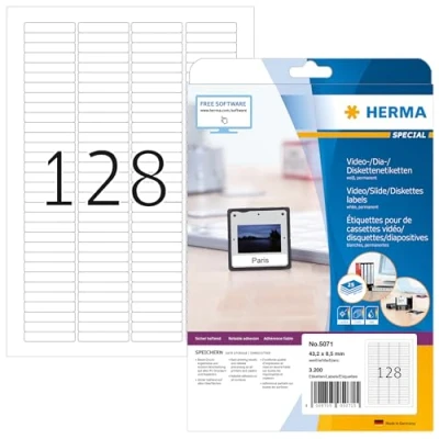 Afbeelding van Etiket HERMA 5071 43.2x8.5mm dia wit 3200stuks