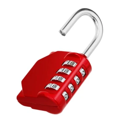 Afbeelding van ZHEGE combinatiehangslot, 4 cijferig resetbaar comboslot voor school en gymkluisjes, weerbestendig hangslot buiten achtertuin, hekpoort, schuren, garagedeur (rood)