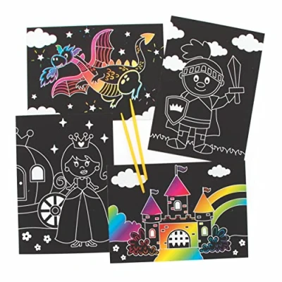 Afbeelding van Baker Ross FE514 Sprookjes Afbeeldingen met Krasfolie Pak van 8, Graveerkunst voor Kinderen, Creative Activiteiten Knutselset Creatieve Geest