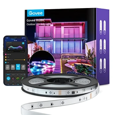 Afbeelding van Govee Outdoor ledstrip, 10 m, IP65 waterdicht, werkt met Alexa, app bediening, RGBIC ledstrip segmentbediening, kleurverandering, muzieksynchronisatie, voor dak, balkon, tuin