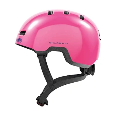 Afbeelding van ABUS kinderhelm Skurb Kid robuuste fietshelm in skaterlook met ruimte voor een vlecht of staart diverse designs meisjes en jongens rosa, maat M