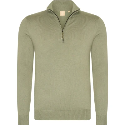 Afbeelding van Mario Russo Half Zip Sweater Trui Heren Coltrui M Agave Groen
