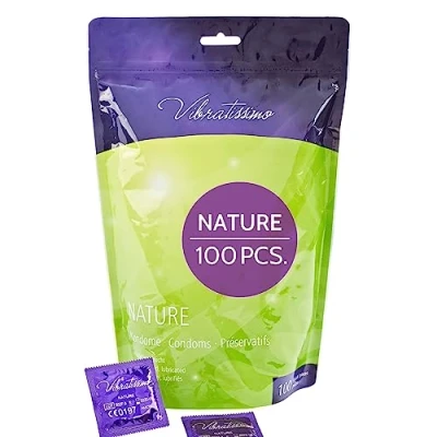 Afbeelding van VIBRATISSIMO Condooms Nature 100 pack I Premium condoombox extra vochtig voor mannen Dunne wanddikte &amp; natuurlijke kleuren met authentiek gevoel en ultra dun b=53mm