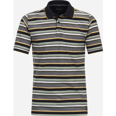 Afbeelding van Casa Moda polo heren poloshirt wijde fit blauw gestreept