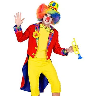 Afbeelding van Widmann Clown &amp; Nar Kostuum Jas Met Een Lach Slipjas Rood Man Medium Carnavalskleding Verkleedkleding