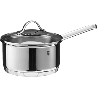Afbeelding van WMF Provence Plus steelpan 16 cm, glazen deksel, kleine kookpan 1,4 l, melkpan inductie, Cromargan gepolijst roestvrij staal, ongecoat, ovenbestendig