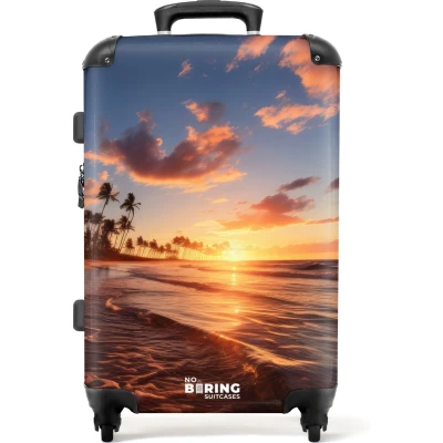 Afbeelding van NoBoringSuitcases.com® Koffer groot Rolkoffer lichtgewicht Zee bij zonsondergang Reiskoffer met 4 wielen Grote trolley XL 20 kg bagage