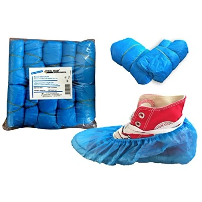 Afbeelding van Tiga Med Overschoenen voor eenmalig gebruik, CPE OP, schoenovertrek, 100 stuks, blauw, wegwerpschoenen, overschoenen, wegwerp schoenovertrek