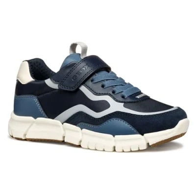 Afbeelding van Geox Flexyper Sneakers laag voor kinderen, Maat: 32, Navy light grey Textiel/ synthetisch