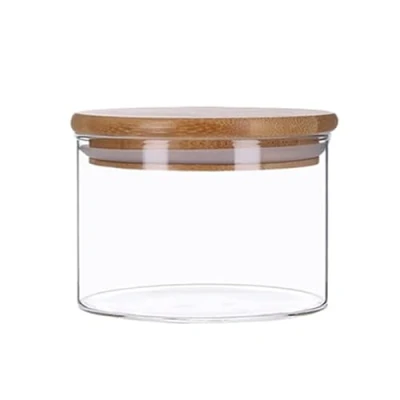 Afbeelding van TALK POINT Voorraaddozen van glas met bamboedeksel, voorraadpotten, glazen container, 350 ml 2200 ml, luchtdicht, vaatwasmachinebestendig, mottenbestendig (350 ml)