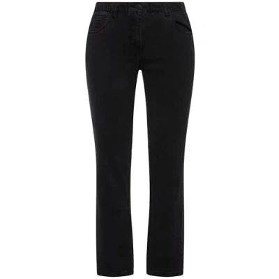 Afbeelding van Ulla Popken Sarah Skinny Jeans voor dames, grote maten, plus size, 5 pocket, hoge taille, smalle pasvorm, blauw denim, zwart, 56W x 34L