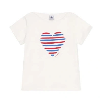 Afbeelding van Petit Bateau KURZÄRMELIGES MIT Herzmotiv Tshirt print voor kinderen, Maat: 152, Marshmallow