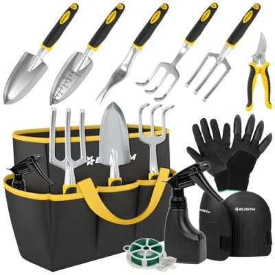 Afbeelding van BLOSTM Tuingereedschap Set 11 STKS Heavy Duty voor Tuinieren met Waterdichte Draagtas Tuin Handgereedschap