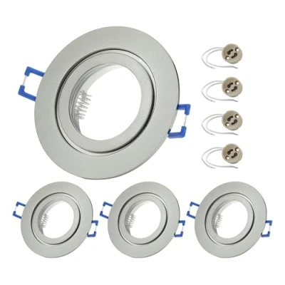 Afbeelding van Sweet Led 4x Inbouwframes incl. GU10 fitting 230V IP44 Inbouwspotframes Aluminium Inbouwspots voor Badkamer Meubelverlichting Downlight Spot Rond, Geborsteld Chroom