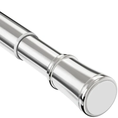 Afbeelding van 1 douchegordijnrail, verlengbare gordijnstang, metalen slipvaste telescopische gordijnstang voor badkamer, kast, keuken (110 200 cm, zilverkleurig)