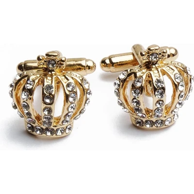 Afbeelding van Manchetknopen Kroon Queen Rose Goud Diamantjes