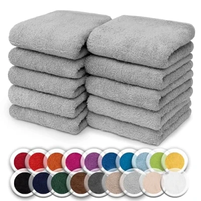 Afbeelding van NatureMark Set van 10 washandjes 100% katoen badstof afmetingen 30 x cm handdoeken in verpakking stuks, kleur: zilvergrijs