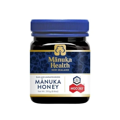 Afbeelding van Manuka Health Manukahoning MGO 250+ (250 g) 100% puur uit Nieuw Zeeland met gecertificeerd methylglyoxal gehalte (1 stuk)