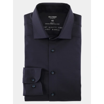 Afbeelding van Olymp overhemd mouwlengte 7 extra lange mouwen Level Five slim fit donkerblauw effen