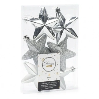Afbeelding van Kerst ornamenten Sterren 6 stuks (Zilver)