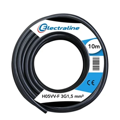 Afbeelding van Electraline 11761, kabelrol, H03 VV F, 3G1,5 mm², lengte 10 m, Zwart